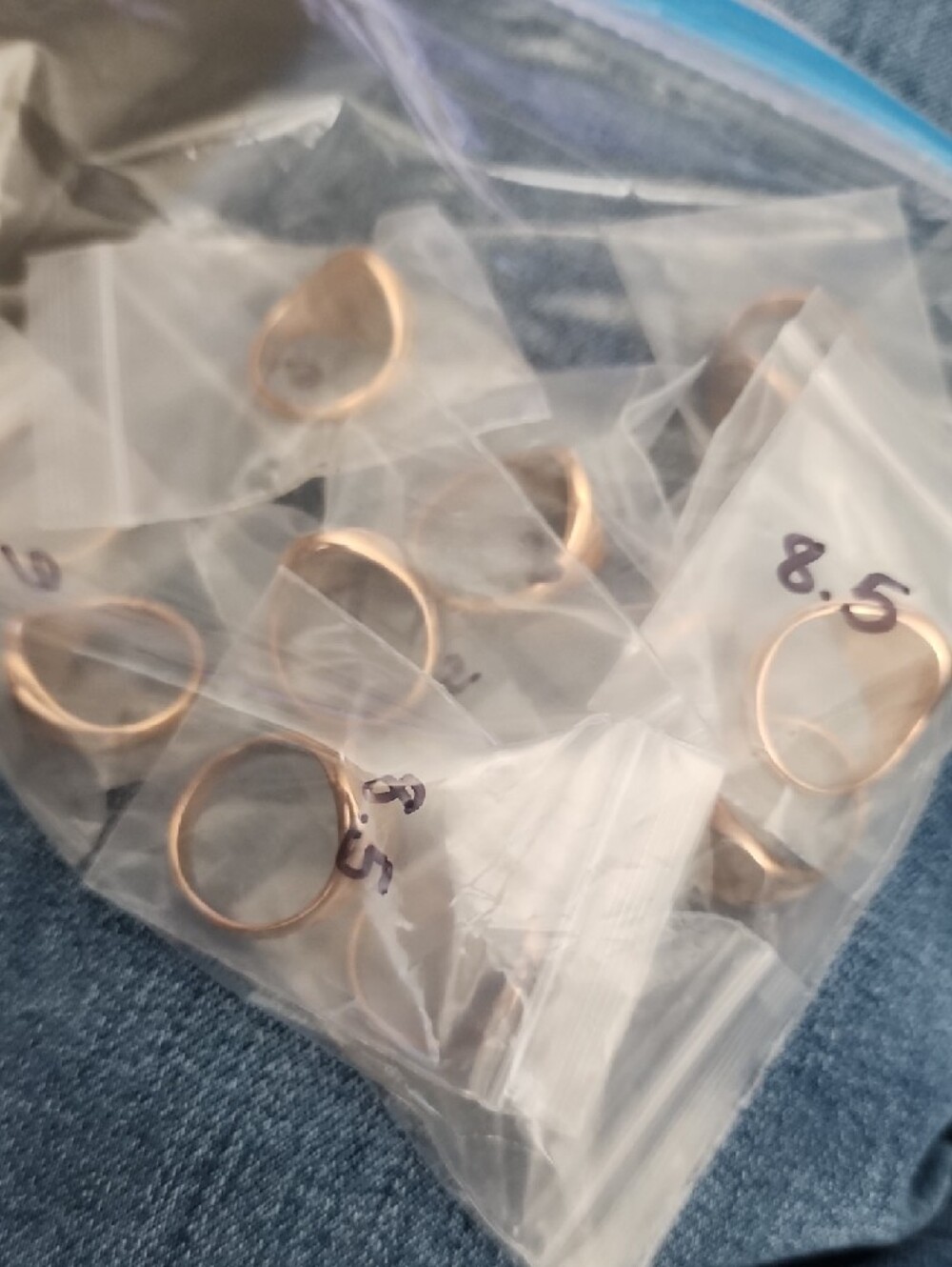 Signet Ring Set of 2 Rose Gold Silver Tone Minimalist Statement Ring Sizes 5-8.5 - Picture 6 of 6